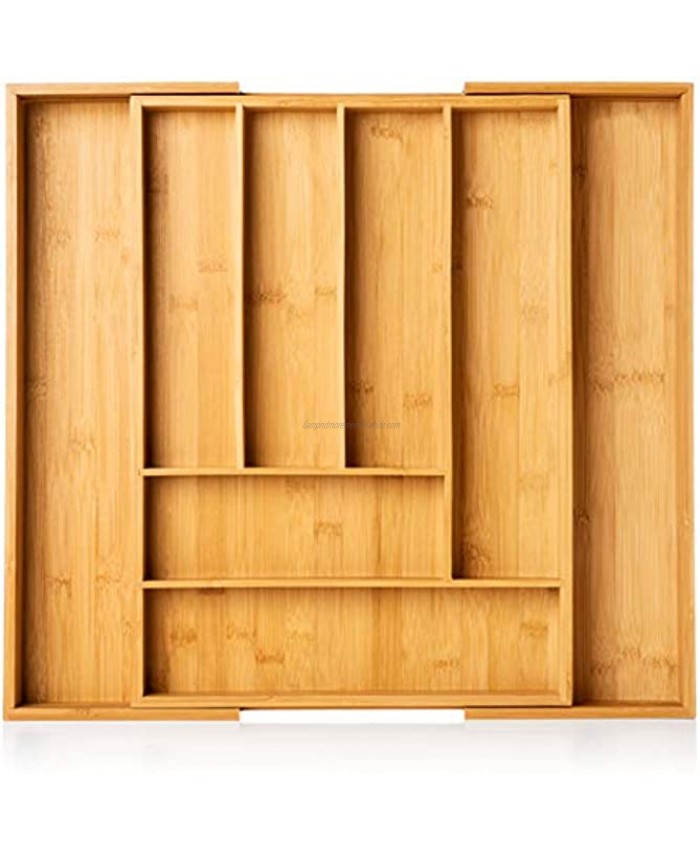Bamboo Silverware Drawer Organizer Expandable 100% Bamboo Cutlery Kitchen Drawer Organizer – Premium Wooden Utensil Cutlery Tray for Kitchen Flatware Set– Eco-Friendly Silverware Organizer