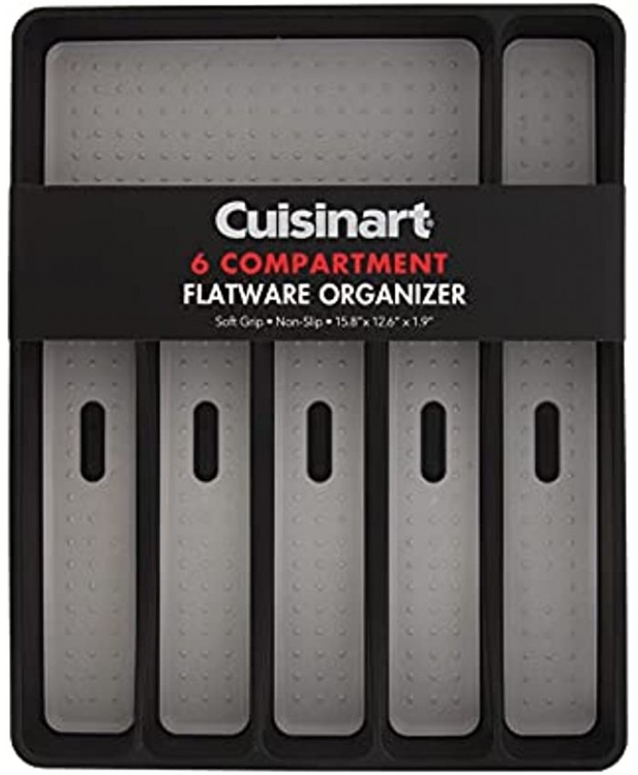 Cuisinart 6 Compartment Utensil Organizer – Ideal for Keeping Kitchen Supplies and Silverware Organized – Nonslip Flatware Drawer Tray for Multi-Purpose Storage 16 x 13 x 2 Inches