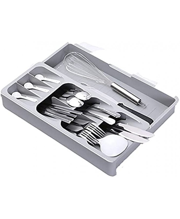 Expandale Flatware Organizer Drawer Kitchen Organizer Divider Holder Utensil Kitchen Knife & Fork Tray Silverware Inosiziat Gray