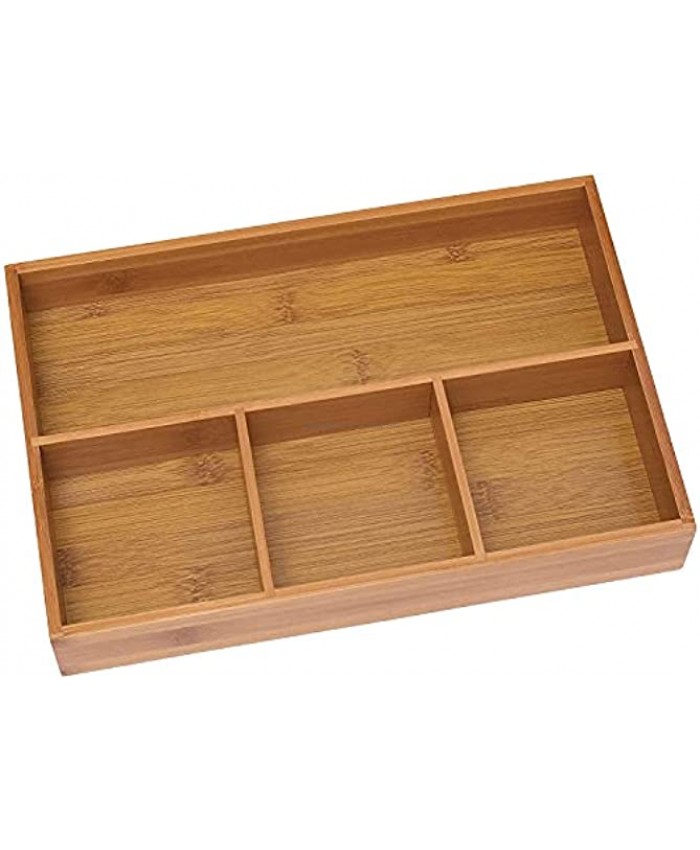 Lipper International 824 Bamboo Wood 4-Compartment Organizer Tray 11 5 8 x 7 7 8 x 1 3 4