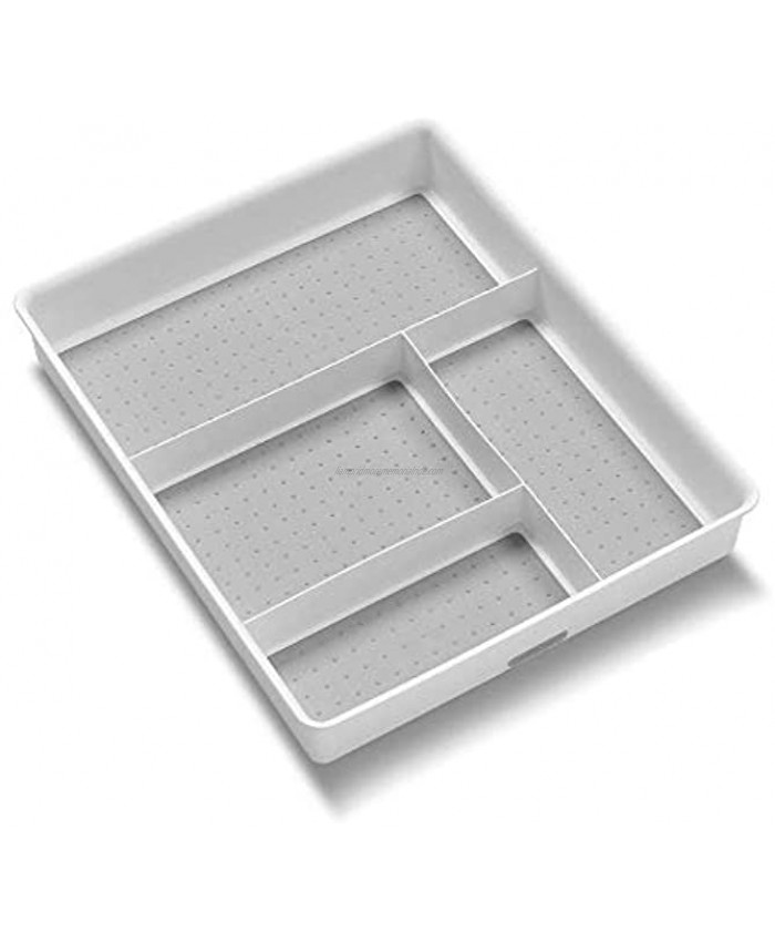 madesmart 15222 Basic Gadget Tray Organizer White | BASIC COLLECTION | 4-Compartments | Multi-Purpose Storage | Non-slip Lining | Easy to Clean | Durable | BPA-Free