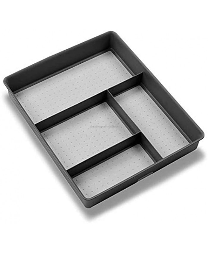 madesmart Basic Gadget Tray Organizer Granite | BASIC COLLECTION | 4-Compartments | Multi-Purpose Storage | Soft-grip lining and Non-slip Rubber Feet | Easy to Clean | Durable | BPA-Free