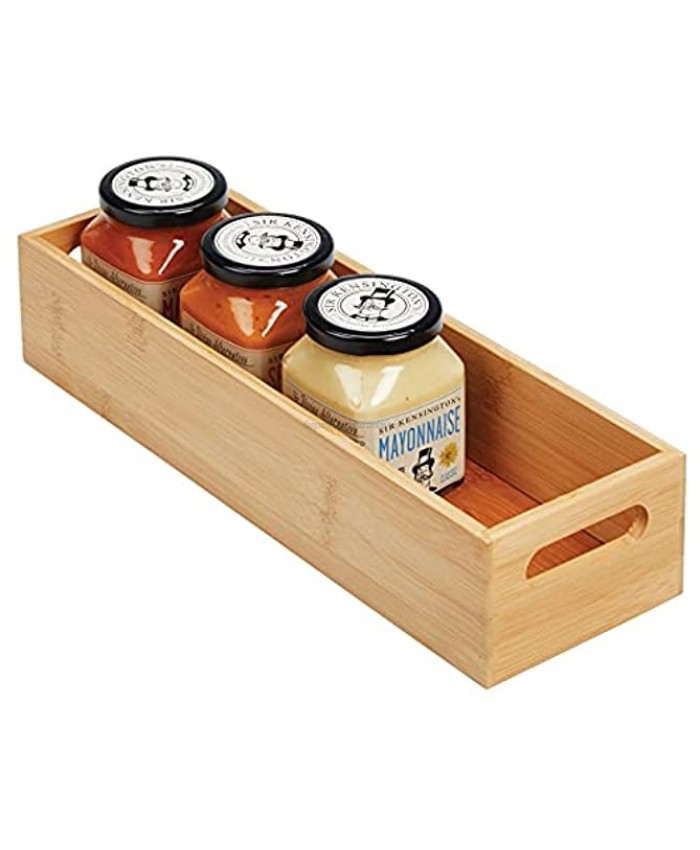 mDesign Slim Bamboo Kitchen Cabinet & Fridge Drawer Organizer Tray Storage Bin for Cutlery Serving Spoons Cooking Utensils Gadgets 4.6 Wide Natural Wood Finish