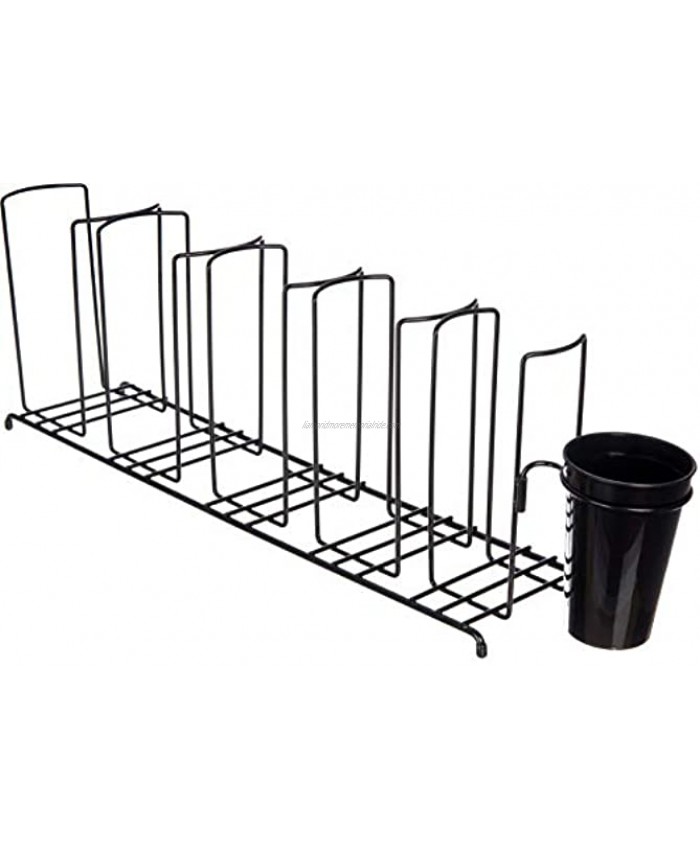 San Jamar C8003WFS Steel Cup and Lid Wire Organizer with Caddy and 3 Stacks Black