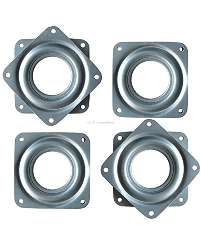 4 Pack 3 Inch Square Lazy Susan Turntable Bearings Hardware Small Rotating Bearing Plate with 150 Pound Capacity Silver