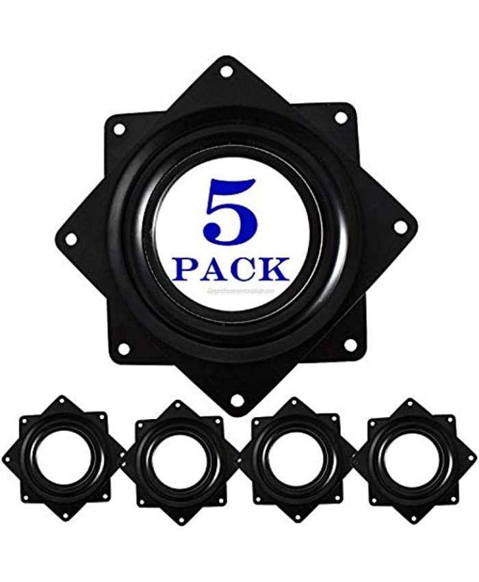 5Pack Lazy Susan Hardware 4” Square Ball Bearing Swivel Plate 300lbs Capacity 5 16” Thick Rotating Disc Lazy Susan Turntable for Serving Trays Kitchen Cabinet Craft Project Makeup Holder-Black