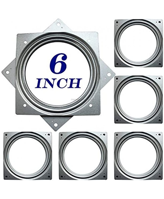 6Inch Lazy Susan Hardware 6Pack Square Rotating Bearing Plate 500lbs Capacity Lazy Susan Turntable Bearing for for Serving Trays Kitchen Storage Racks Craft Table Zinc Plated Steel Swivel Plate