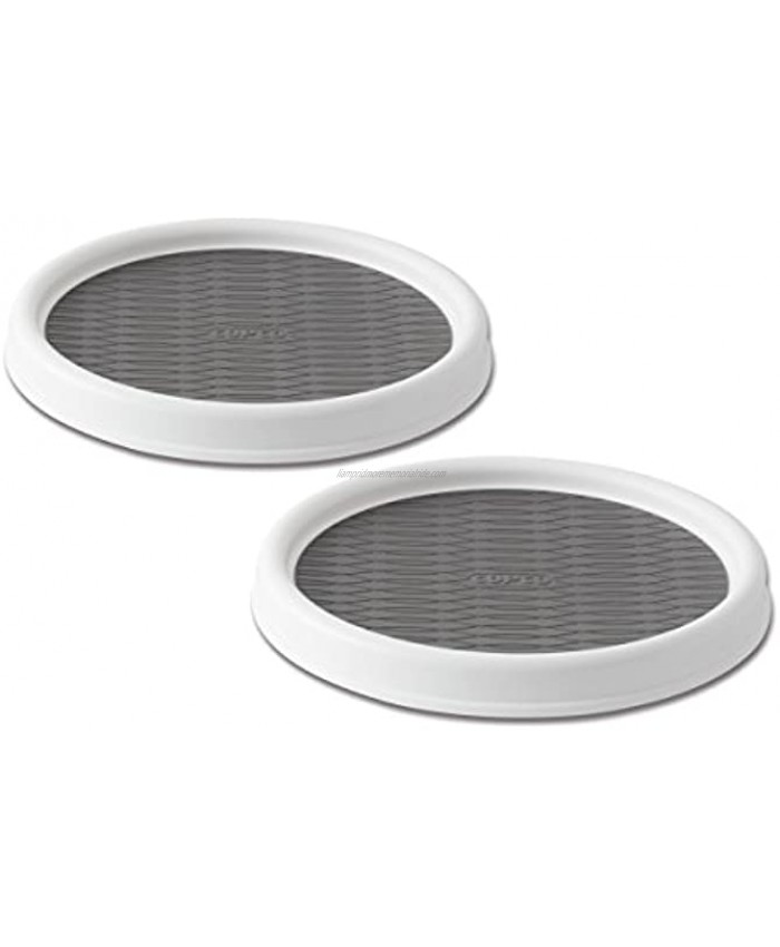 Copco 5220590 Non-Skid Pantry Cabinet Lazy Susan Turntable 9-Inch White Gray 2-Pack