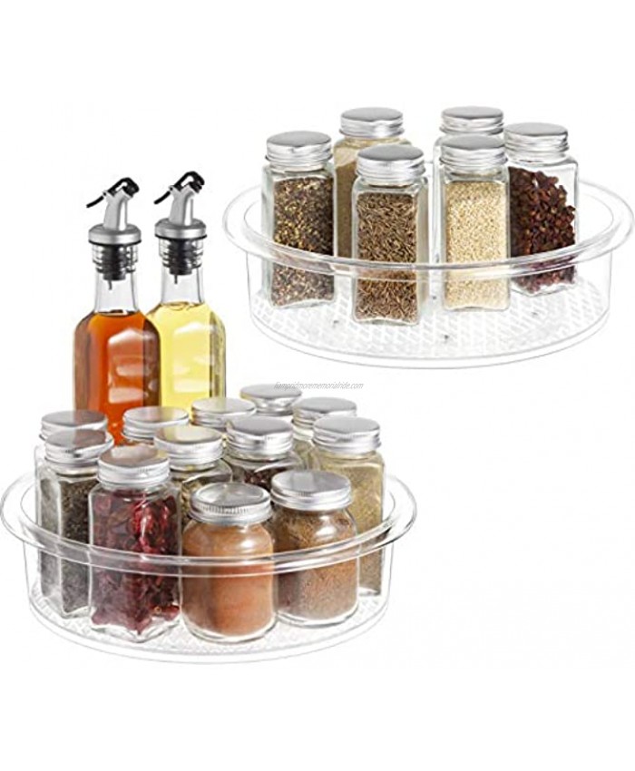 Lazy Susan 2 Pack Clear Spinning Organization & Storage Container Bin 9 inch Round Turntable Plastic Condiments Spice Rack for Cabinet Pantry Kitchen Fridge Vanity Bathroom Countertop Makeup
