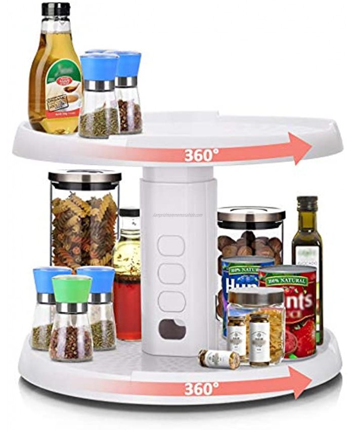 Lazy Susan,2-Tier Height Adjustable Lazy Susan Kitchen Cabinet Turntable 360 Degree Rotating Spice Rrack Organizer