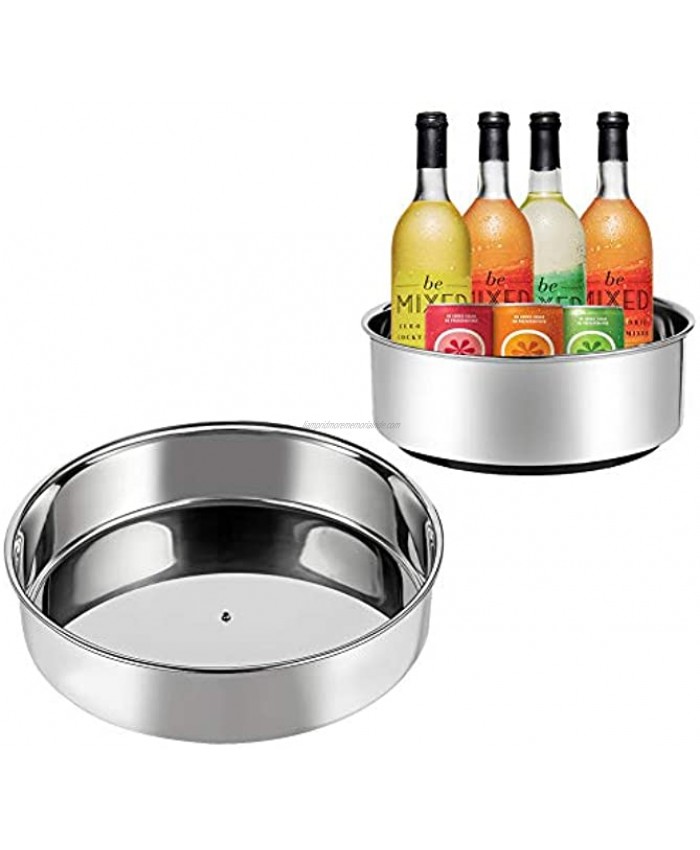 MOKARO Lazy Susan Turntable Kitchen Storage Organizer for Can or Seasonings Multifunctional Stainless Steel Organizer for Fridge or Cabinet,360 Rotating Cosmetic Organizer Pack of 2