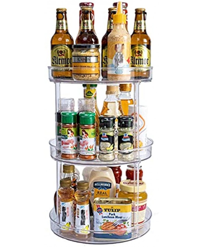 Non-Skid 3 Tier Round Lazy Susan for Kitchen Cabinet Pantry Spice Rack Storage，360 Degree Rotating Spice Rack，10.6“ Lazy Susan Turntable Large L