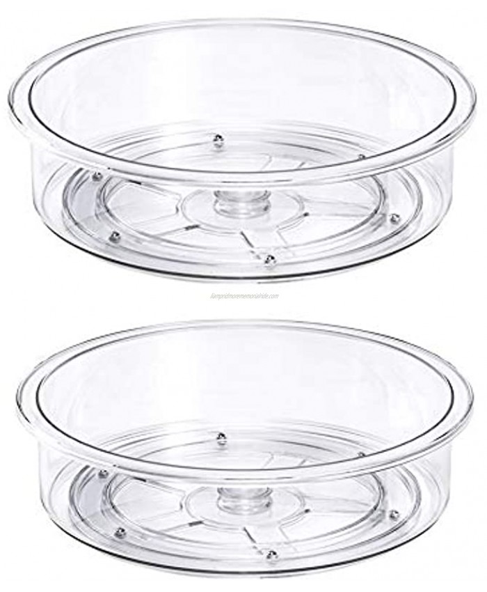 Round Lazy Susan Rotating Turntable Food Storage Container for Cabinet Pantry Refrigerator Countertop Spinning Organizer for Spices Condiments Baking Supplies 9.8'' 2 Pack