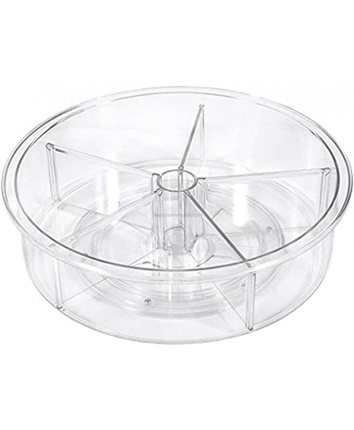 Varbucamp Clear Lazy Susan Organizer Plastic Rotating Clear Turntable Organizer with Dividers for Kitchen Pantry Fridge and Bathroom