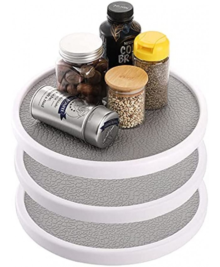 ZENFUN 3 Pack 12 Inch Lazy Susan Turntable Non-Skid 360 Degree Rotating Tray Basics Spinning Spices Organizer for Pantry Cabinet Refrigerator Bathroom Gray Lining