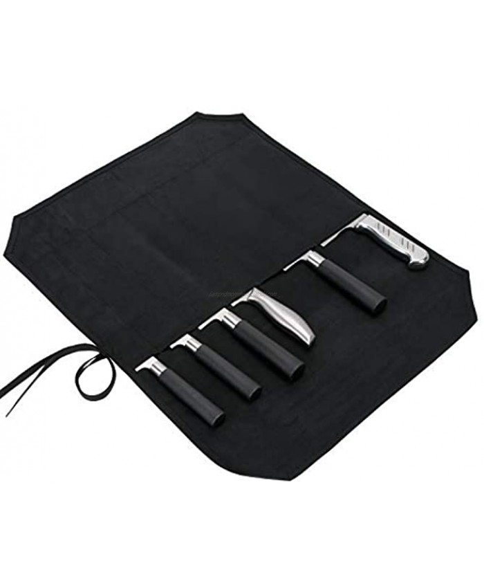 Chef Knife Roll Bag 7 Pockets for Knives and Kitchen Utensils Lightweight Multi-Purpose Chef Knife Bag Travel Tool Roll Pouch Storage for BBQ Fishing DD31 Black