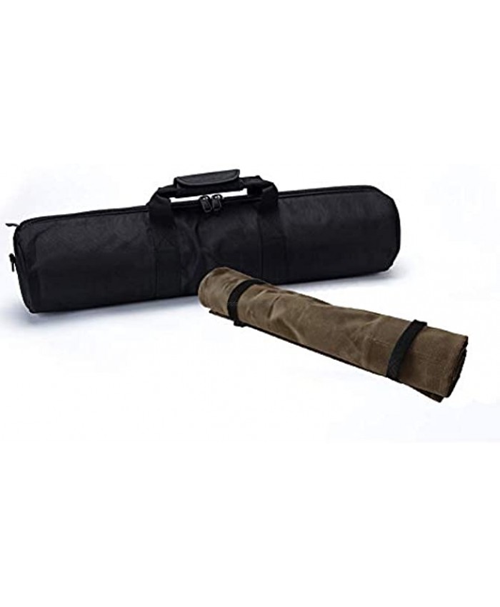 Chef Knife Roll Chef's Roll Bag Professional Travel Kitchen Pouch Bag + 15 Slots Canvas Knife Roll Large Space Storage with Strong Shoulder Handles 1 Small Chef Roll Knife Wrap Case black+coffee