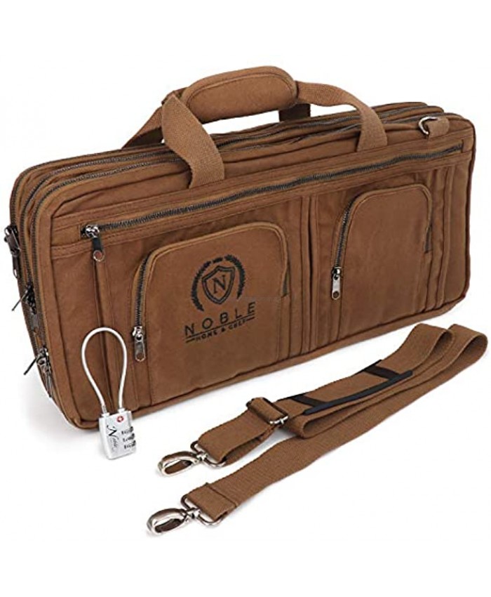 Waxed Canvas Chef Knife Bag Holds 19 Knives PLUS Knife Steel Meat Cleaver and Large Storage Compartments! Our Most Durable Professional Line Knife Carrier Includes Custom Padlock! Bag Only Khaki