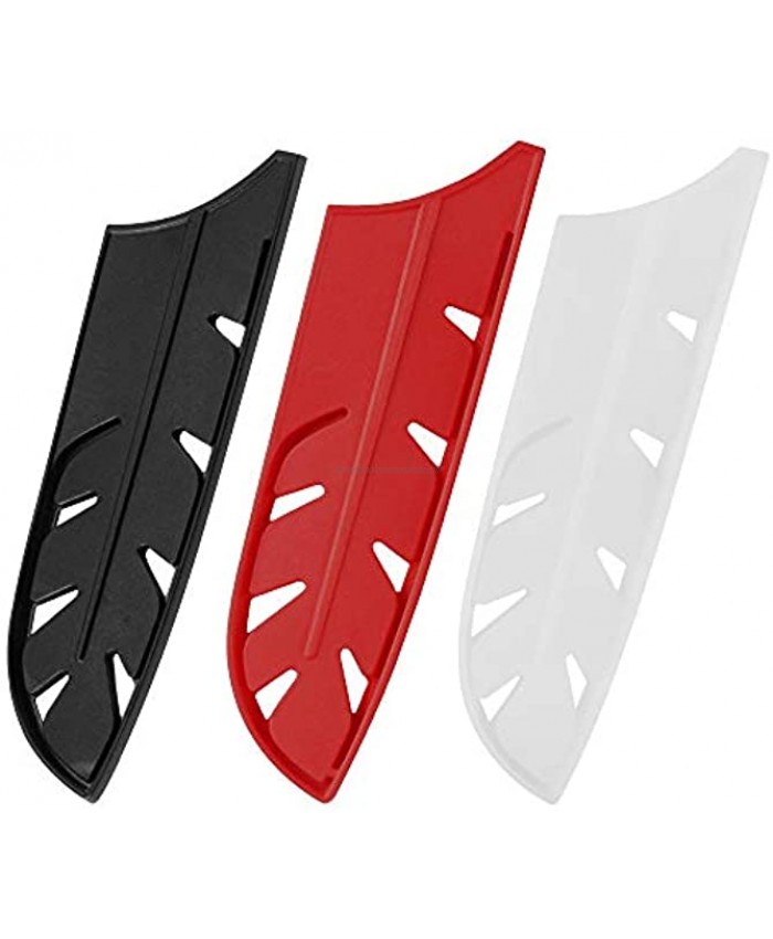 XYJ Knife Sheath Knife Edge Guards 3 Pcs Set for 7 inch Santoku Knife Blade Protector Knife Cover for Stainless Steel Kitchen Plastic Knife Case Black White Red
