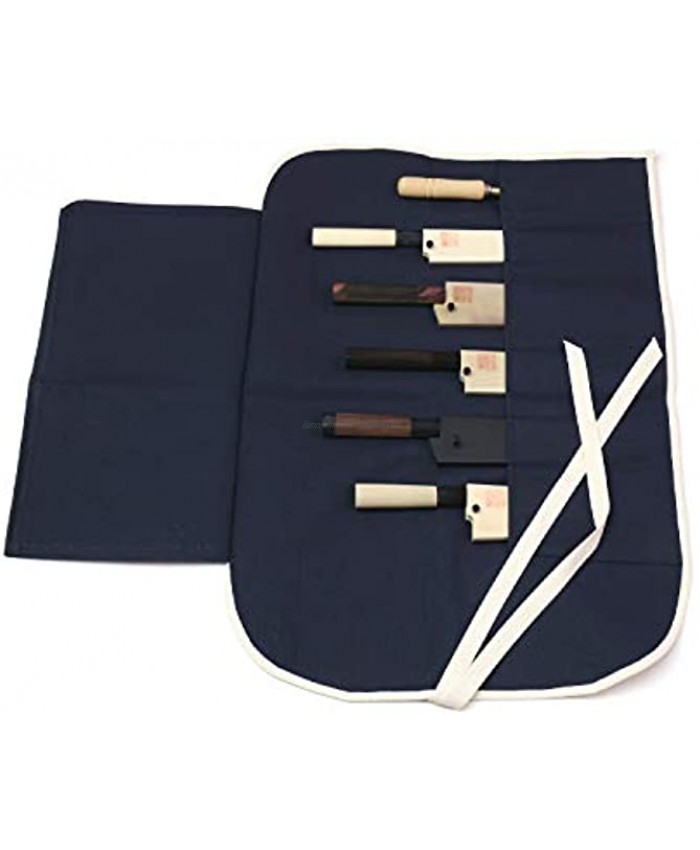 Yoshihiro Cotton Knife Pouch bag Japanese Sushi Chef Knife Accessories 6 Slots Dark Navy