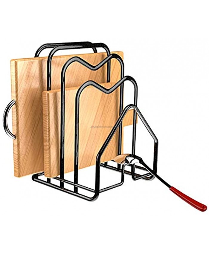 Cutting Board Rack Holder Chopping Board Organizer Stand Kitchen Pot Pan Lids Rack Organizer Flat Steel 4.92”x5.72”x8.46” Black