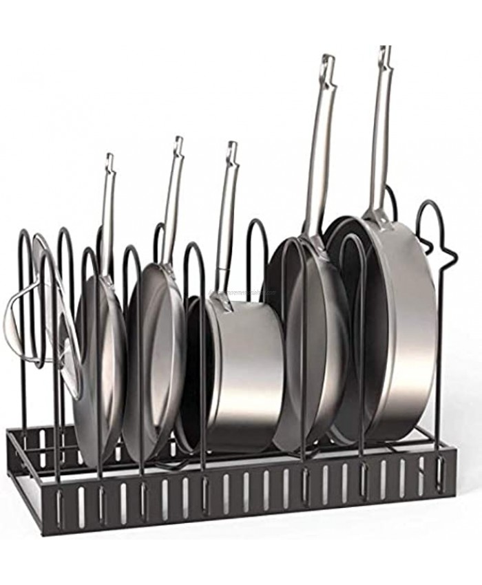 Expandable Kitchen Counter And Pantry Pan and Pot Lid Organizer Rack Holder with Non-slip rubber feet Lid Organizer for Pots and Pans Enhanced 5 Tiers Pots and Pans Organizer