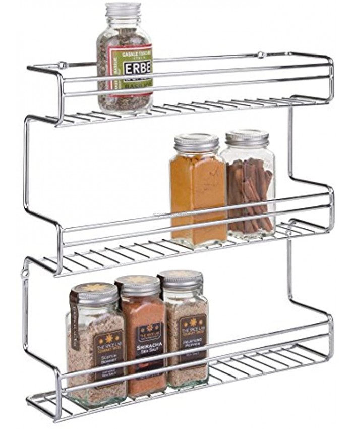 iDesign InterDesign Classico Organizer Kitchen Storage-Chrome Wall Mount Spice Rack-3 Shelves