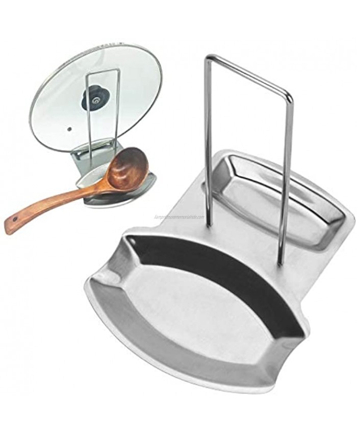 Spoon Rest and Pot Lid Holder Stainless Steel Pan Pot Cover Lid Rack Shelf Stand Holder Spoon Holder Utensil Rest Stove Organizer Storage Soup Spoon Rests Kitchen Tool