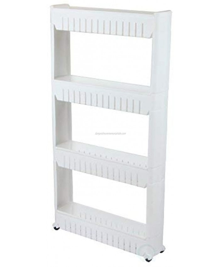 Basicwise QI003220 Slim Storage Cabinet Organizer 4 Shelf Rolling Pull Out Cart Rack Tower with Wheels