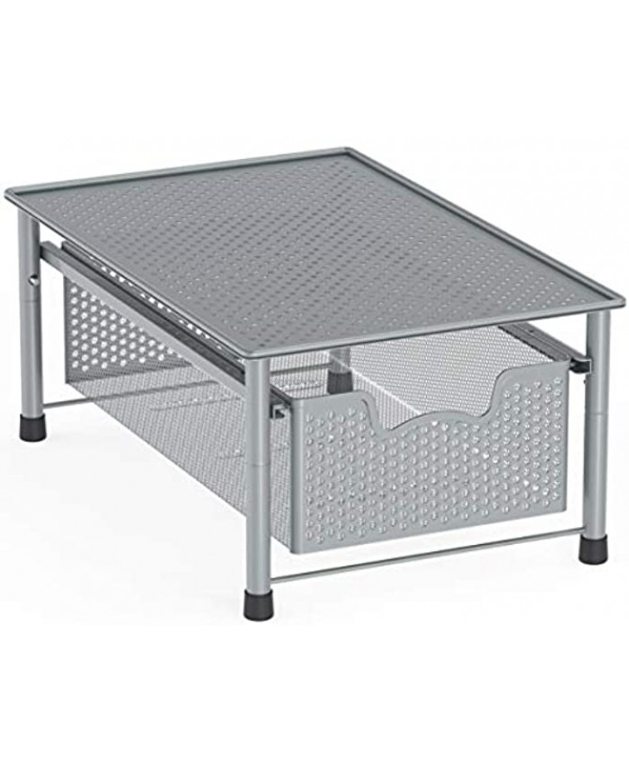 SimpleHouseware Stackable Cabinet Basket Drawer Organizer Silver