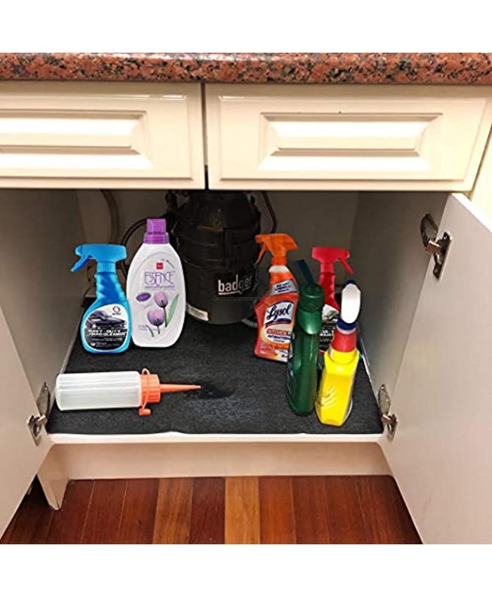 Bathroom Kitchen Cabinet Mat Shelf Bar Tray Drawer Liner Pad 24 x 29–Under The Sink Organizer Rug Absorbent Waterproof Washable Lightweight Cuttable – Protect Cabinet Contain Liquid