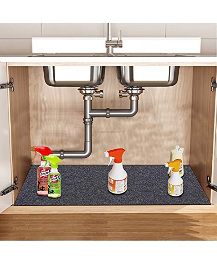 Under The Sink Mat， kitchen cabinet mat – Waterproof Absorbent – Protects Cabinets，Absorbent felt material，Anti-Slip and Waterproof Backing，Contains Liquids，Washable 36 x 24