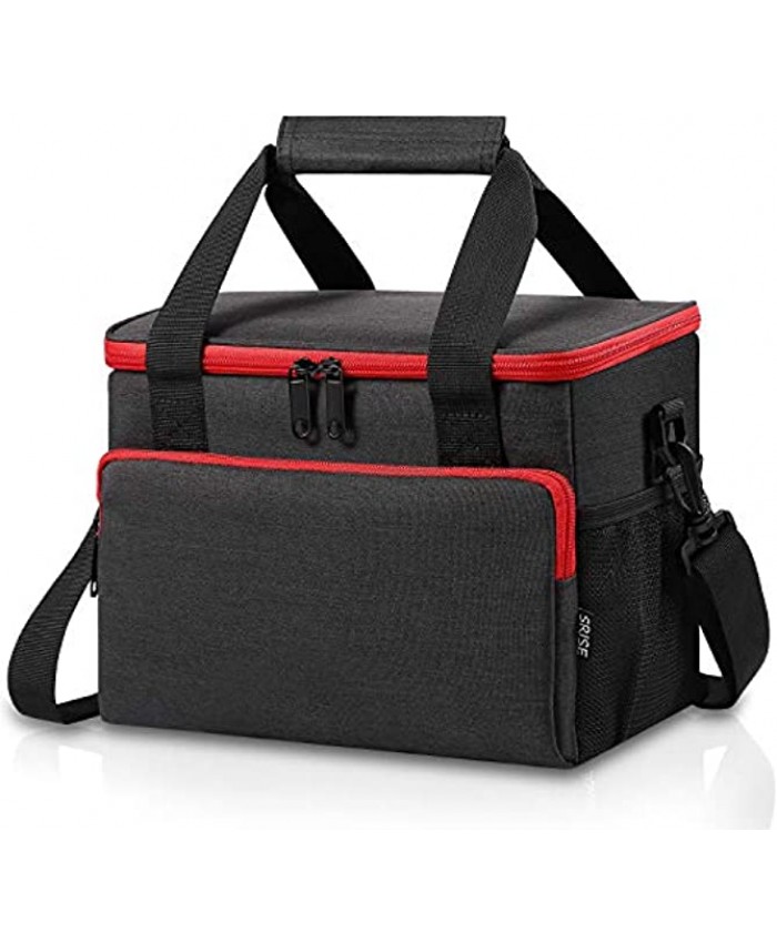 Adult Lunch Box Insulated Lunch Bag for Men & Women Large Lunch Cooler Tote with Adjustable Shoulder Strap Side Pockets and Water Bottle Holder Reusable Leak Proof Lunch Bags Black