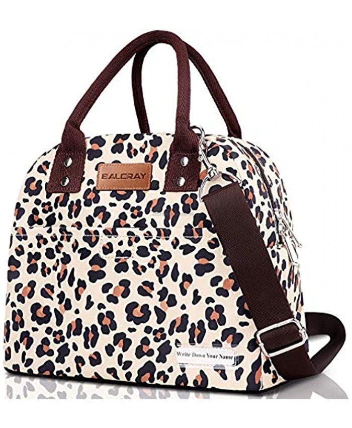 BALORAY Lunch Bags for Women with Adjustable Shoulder Strap Leakproof Insulated Lunch Box Women Lunch Tote Bag Cooler Bag Container Lunch Pail Bags for Work Picnic Sports Travel Beige with leopard