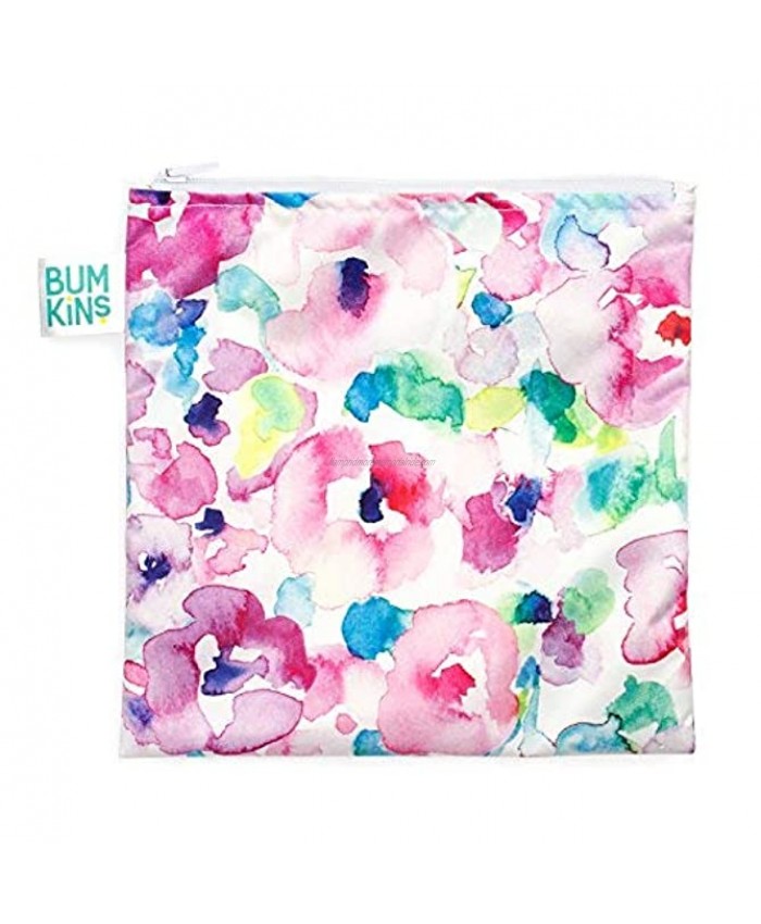 Bumkins Sandwich Bag Snack Bag Reusable Fabric Washable Food Safe BPA Free 7x7 – Watercolor