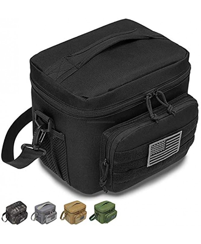 DBTAC Tactical Lunch Bag Large Insulated Lunch Box for Men Women Adult | Durable School Lunch Pail for Kids | Leakproof Lunch Cooler Tote for Work Office Travel | Soft Easy-Clean Liner x2 Black
