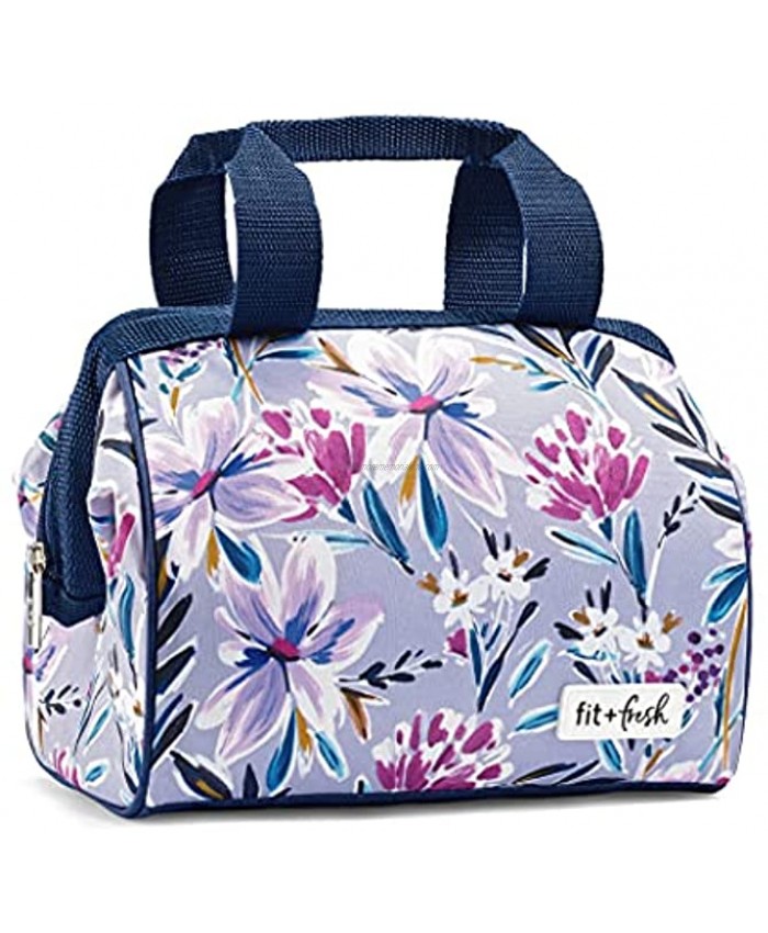 Fit & Fresh Tulane Floral Lilac Insulated Lunch Bag Charlotte 10” x 7” x 9