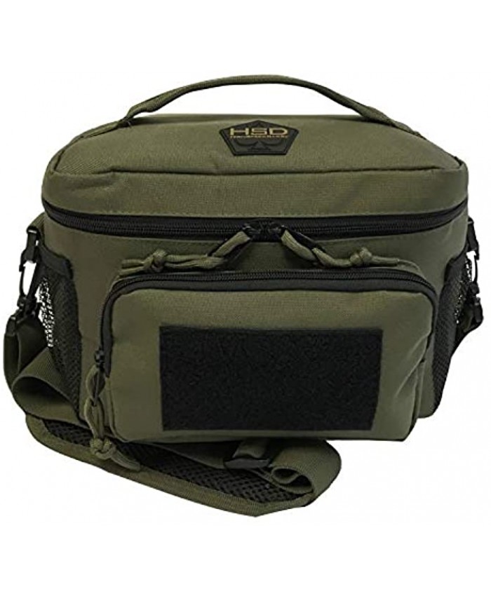 HSD Lunch Bag Leakproof Insulated Cooler Thermal Lunch Box Tote with MOLLE PALS Webbing Adjustable Padded Shoulder Strap for Tactical Men Women Adults and Boys Girls Kids Ranger Green