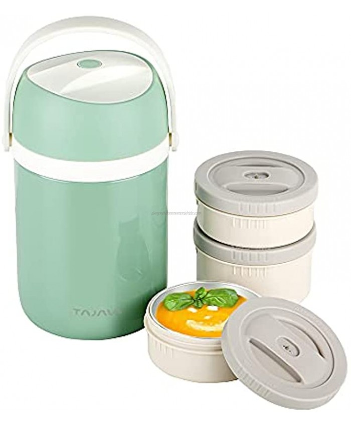 Insulated Food Jar 64oz Thermos for Hot Food 3-Tier Stackable Thermal Lunch Box For Adults Vacuum Stainless Steel Leakproof Hot Cold Soup Thermos for School Office Picnic Travel Outdoors
