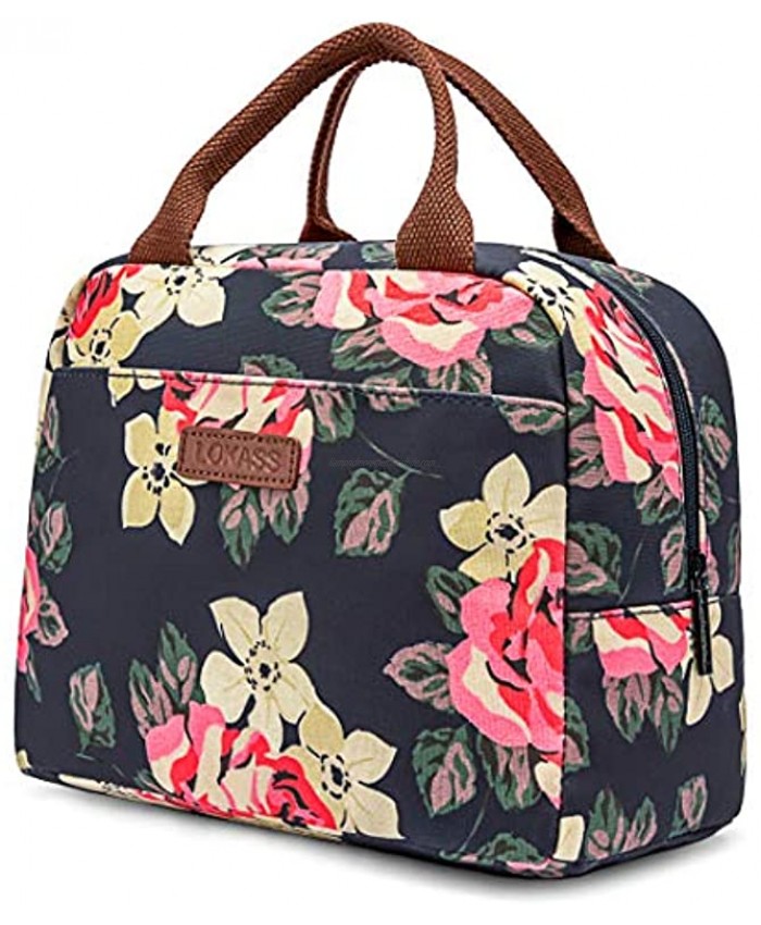 LOKASS Lunch Bag Cooler Bag Women Tote Bag Insulated Lunch Box Water-resistant Thermal Lunch Bag Soft Liner Lunch Bags for women  Picnic Boating Beach Fishing Work Peony