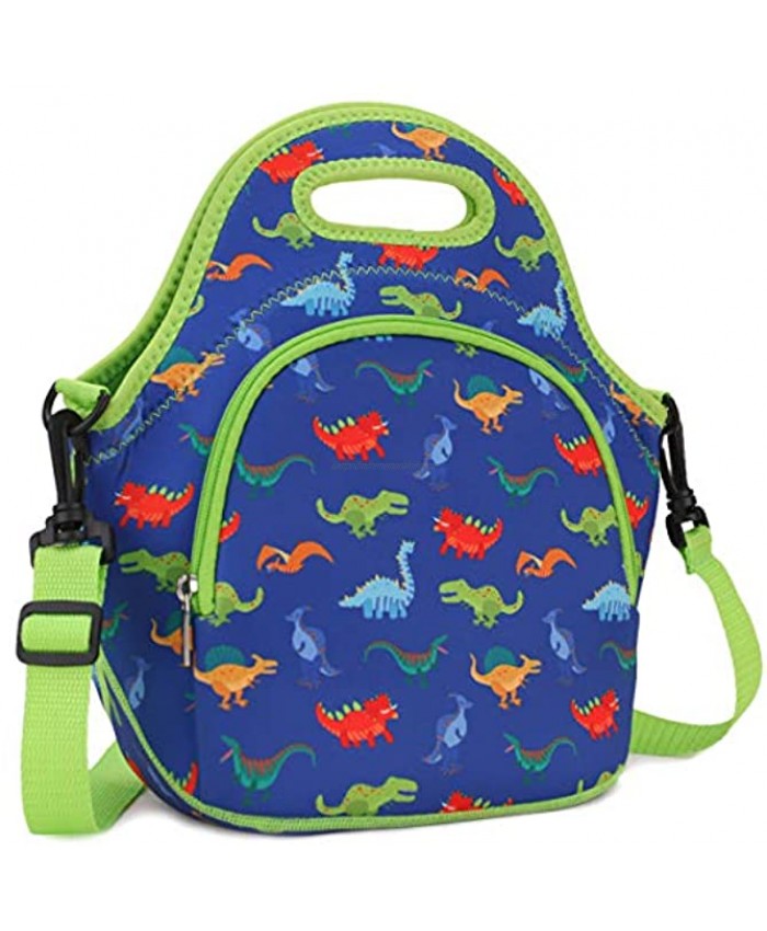 Lunch Bag for Boys Neoprene Lunch Box Bag for Kids Cute Insulated Thermal Lunch Tote with Removable Shoulder Strap Dinosaur by VX VONXURY