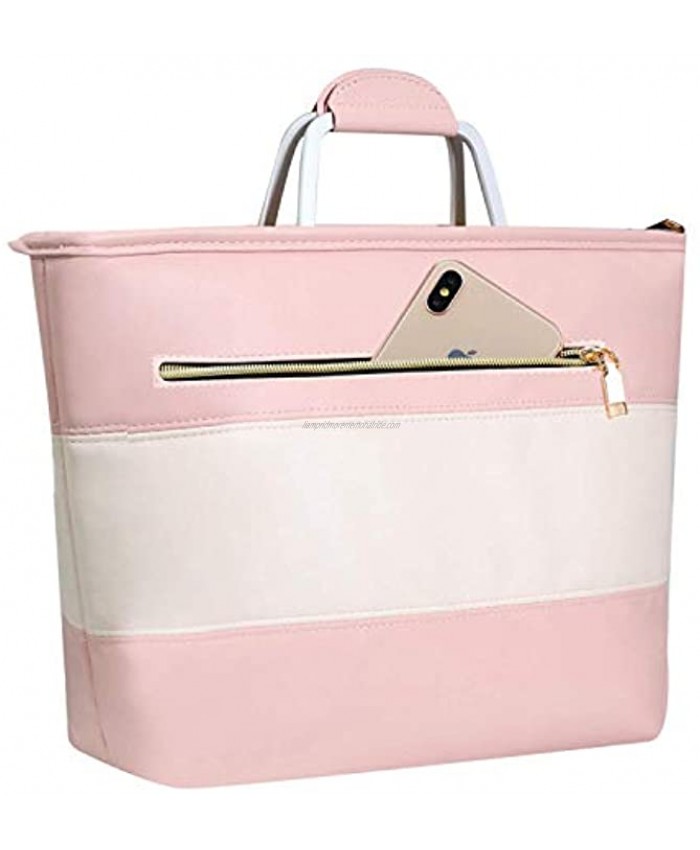 Lunch Bag Wosweet Leakproof Insulated Lunch Box Cooler Bag for Women Lunch Container Tote Bag with Zapper & Pocket Pink
