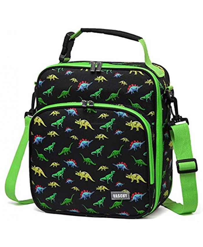 Lunch Boxes Bag for Kids,VASCHY Reusable Lunch Box Containers for Boys and Girls with Detachable Shoulder Strap Insulated Lunch Coolers for School Cute Dinosaur