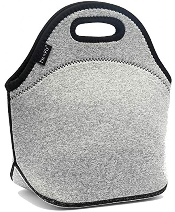 Neoprene kids Lunch box Insulated Soft Bag Mini Cooler Thermal Meal Tote Kit for Boys Girls,Men,Women,School,Work Office by FlowFly,Grey