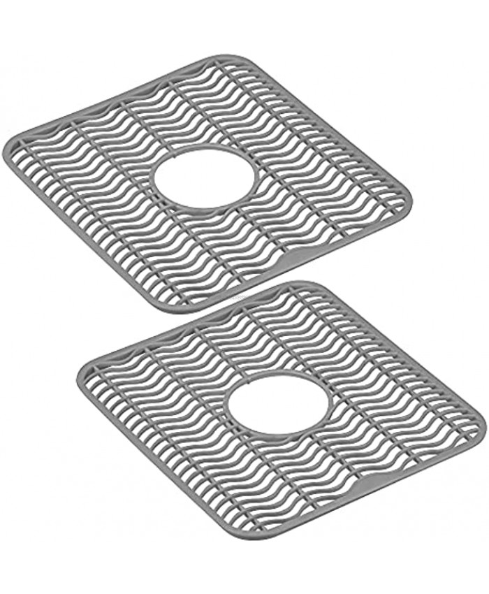 DecorRack 2 Sink Protectors 12 x 11 inches Each Kitchen Sink Dish Rack Protect Sink from Stains Damage Scratches Dishwasher Safe Sink Grid for Kitchen Grey 2 Pack