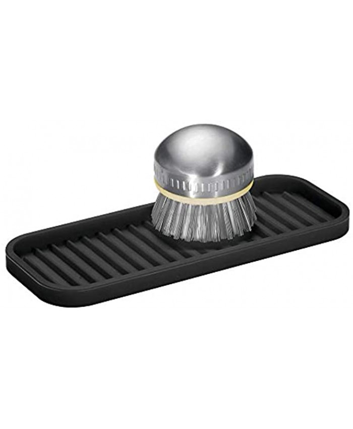 iDesign Lineo BPA-Free Flexible Silicone Soap and Sponge Tray 9 x 3.5 x 0.5 Black