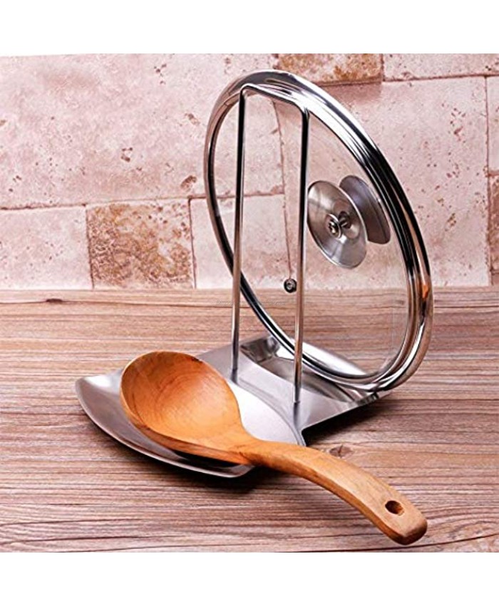 iPstyle Pan Lid Holder for Pots and Pans Progressive Lid and Spoon Rest Shelf 304 Stainless Steel Pan Lid Organizer Kitchen Decor Tool Holder