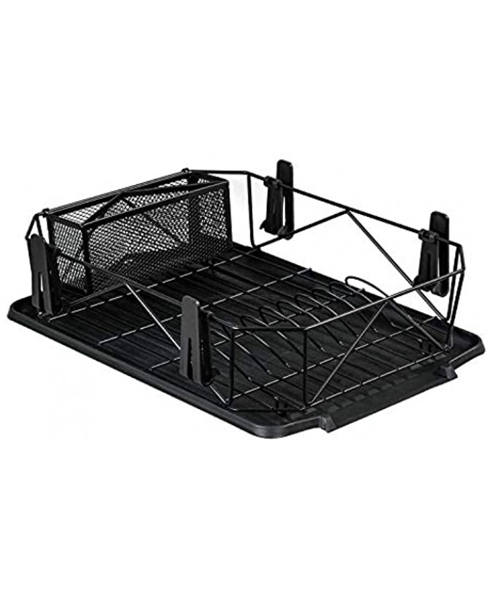 Nuovoo Dish Rack Set with Tray Dish Drainer and Utensil Holder for Kitchen Countertop Black
