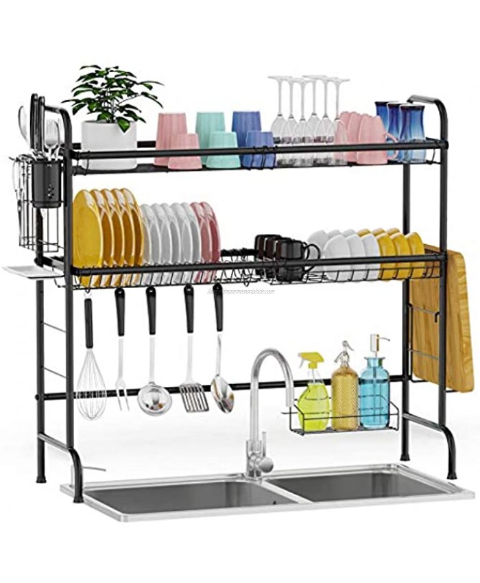 Over The Sink Dish Drying Rack GSlife Stainless Steel 2 Tier Dish Rack Above Kitchen Sink Shelf Durable Dish Drainer Black