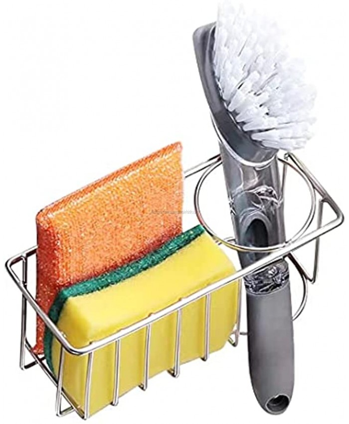 Sponge Holder and Sink Caddy – 2 in 1 Kitchen Brush Holder – No Drilling with Adhesives – Waterproof & Sturdy Kitchen Ware